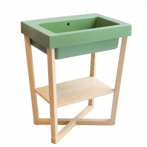 Lavabo sa postoljem COLAVENE ALAQUA verde bamboo mat 70x50 - Img 1