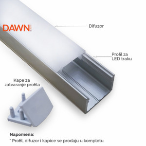LED PROFIL LL-ALP004-R KOMPLET SIVI - Img 1