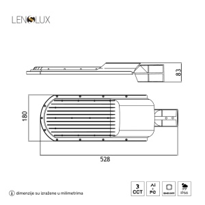 LED ULICNA SVETILJKA GN-SL316-100W CCT 13000lm IP66 - Img 3