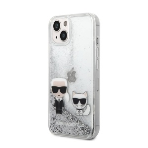 Maska Karl Lagerfeld Hc Liquid Glitter Karl&Choupette za iPhone 14 6.1 srebrna (KLHCP14SGKCS) - Img 2
