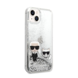 Maska Karl Lagerfeld Hc Liquid Glitter Karl&Choupette za iPhone 14 6.1 srebrna (KLHCP14SGKCS) - Img 4