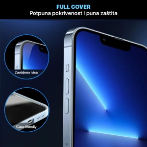 Zastitno Staklo Tempered glass 2.5D dust free Box za iPhone 13/13 Pro/14/16e 6.1 crni - Img 3