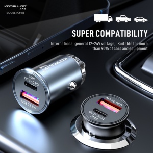 Автомобильное зарядное устройство KONFULON C80Q, 3.6A, QC3.0 22.5W, PD 30W черное - Img 3