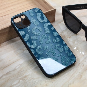 Блестящий стеклянный чехол для iPhone 13 6.1 синий