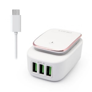 Бытовое зарядное устройство LDNIO A3305 3xUSB 5 В 3,4 А с кабелем micro USB, белое - Img 2