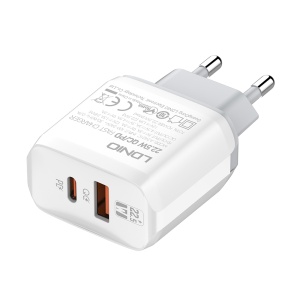 Зарядное устройство LDNIO A2421C 22,5 Вт PD + Fast Charger с кабелем Type C для iPhone Lightning, белое