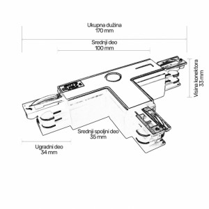Trofazni T konektor WSO-32B crni
