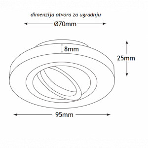 Rozetna 704 1GU10 crna kristal