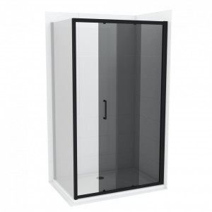 Стеклянный экран COPEN ATLAS BLACK 100x195 см, тонированное стекло 6 мм, черная матовая рамка