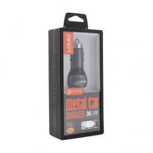 Auto punjac LDNIO C503Q Quick Charge 3.0 2xUSB 3.6V 3.0A sa type C kablom crni - Img 1