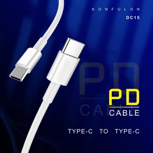 Data kabl KONFULON DC15 PD 60W Super Fast Charge Type C na Type C beli 1m - Img 1