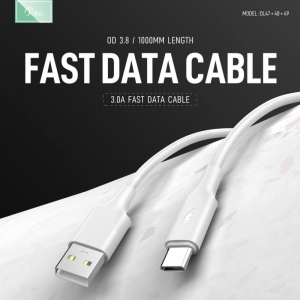 Data kabl KONFULON DL49, 2.4A, USB na Type C beli 1m - Img 3
