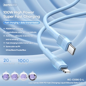 Data kabl REMAX Leya Series PD 20W Fast Charging RC-C056 Type C na iPhone lightning crni - Img 2