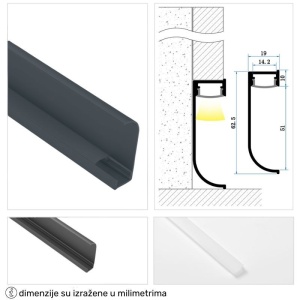 DAWN LED PROFIL LL-ALP6419 KOMPLET CRNI - Img 2