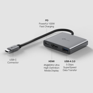 Docking TP-Link UH3020C USB Type-C 3-Port 100W - Img 3