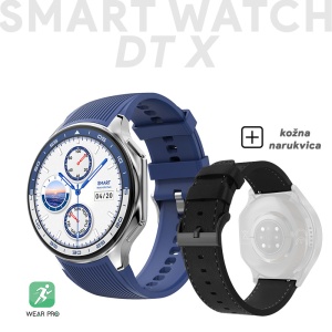 Smart Watch DT watch X srebrni (kozna+silikonska narukvica) - Img 1