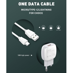 Домашнее зарядное устройство LDNIO A1306Q QC3.0, 18 Вт, с кабелем micro USB - Img 4
