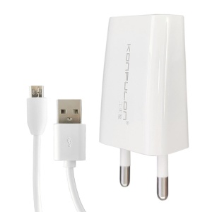 Зарядное устройство для дома KONFULON C13+S02 5V 1A с кабелем micro USB, белое - Img 3