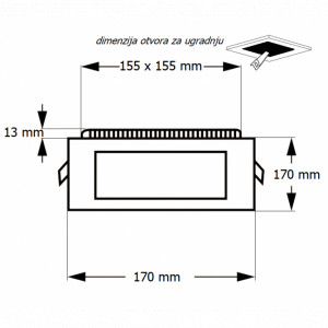 LED panel UZ-KNS1 12W 6500K