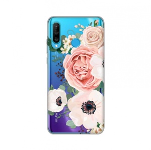 Силиконовый чехол с принтом для Huawei P30 Lite с роскошными розовыми цветами