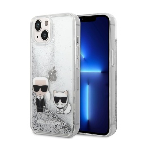 Чехол Karl Lagerfeld Hc Liquid Glitter Karl&Choupette для iPhone 14 6.1 Silver (KLHCP14SGKCS)