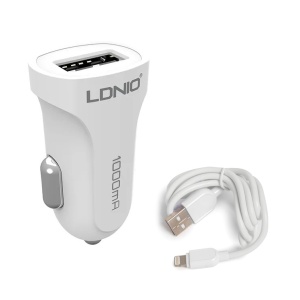 Auto punjac LDNIO DL-C17 2.4A sa iPhone Lightning kablom beli - Img 1