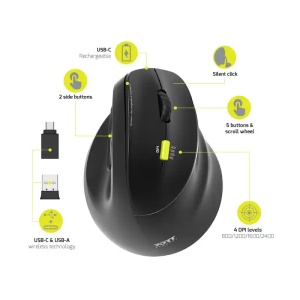 Bežični miš Port Designs Ergonomic 2.4 GHz Bluetooth punjivi - Img 2