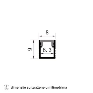 DAWN LED PROFIL LL-ALP0809 KOMPLET SIVI - Img 2