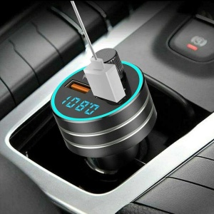 FM-передатчик C1S USB, QC 3.0 Bluetooth 5.0, RGB, громкая связь, черный - Img 4