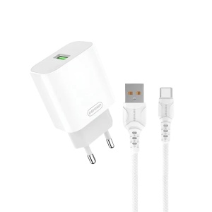 Kućni punjač Denmen DC07T fast 18W 3.6A + kabal Type C beli