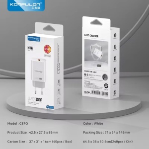 Kucni punjac KONFULON C87Q, 3A, 25W, sa Type C kablom beli - Img 4