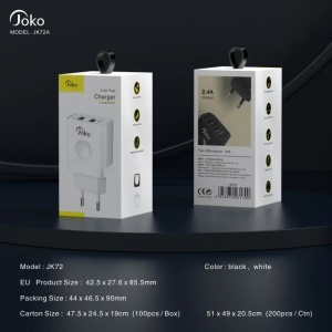 Kucni punjac KONFULON JK72, 2xUSB, 2.4A,12W, sa micro USB kablom beli - Img 3