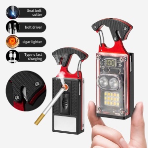 LED lampa privezak, otvarac za flase sa upaljacem i srafcigerima, crna - Img 1