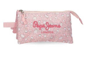 PEPE JEANS MIA prazna pernica sa 3 pregrade - light pink