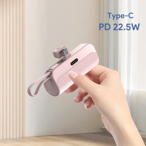 Power bank prenosiva baterija privezak 5000mAh Type C roze - Img 1