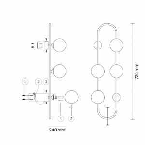 Vesta 579 zidna lampa 4G9 crna