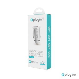 Автомобильное зарядное устройство Pluginn PI-20 QC 3.0, 3A, 18 Вт, с кабелем Micro USB, серебристое - Img 3