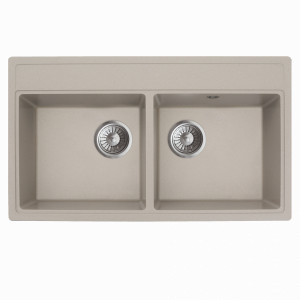 Гранитная мойка MILO METRO 76x44 Pure sand с двойным сифоном