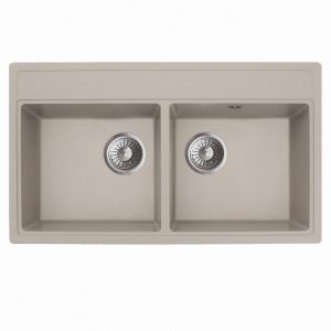 Гранитная мойка MILO METRO 76x44 Pure sand с двойным сифоном - Img 2