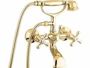 Двухрычажный смеситель для ванны EMMEVI DECO gold с душевым гарнитуром