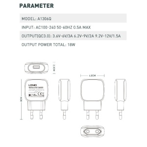 Домашнее зарядное устройство LDNIO A1306Q QC3.0, 18 Вт, с кабелем micro USB - Img 2
