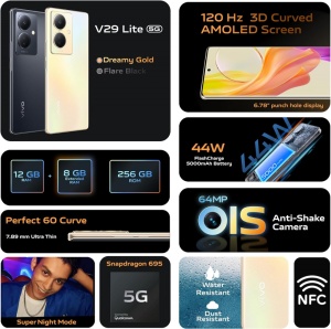Мобильный телефон VIVO V29 Lite 6,78 дюйма 8 ГБ/128 ГБ черный - Img 4