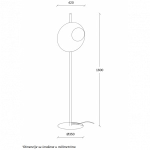 Aria 34 podna lampa 12W 3000K crna