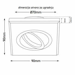 Rozetna 705 1GU10 crna kristal