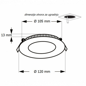 LED panel UZ-KNC1 6W 6500K