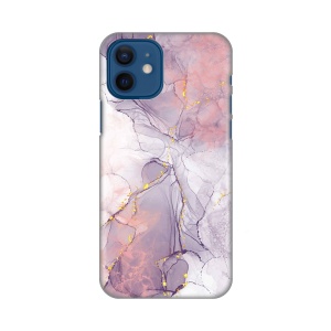 Силиконовый чехол с принтом для iPhone 12 6.1, розовый мрамор