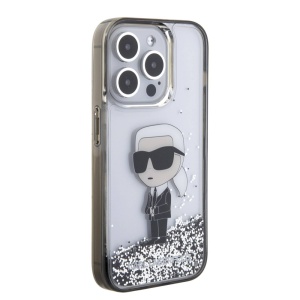 Чехол Karl Lagerfeld Liquid Glitter Iconic для iPhone 15 Pro Max 6.7, прозрачный (KLHCP15XLKKNSK) - Img 2