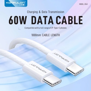 Data kabl KONFULON DC61 PD 60W Super Fast Charge za iPhone 15 Type C na Type C beli 1m - Img 2
