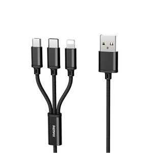 Data kabl REMAX Gition RC-131 3u1 za iPhone Lightning/Micro USB/Type C crni 1m - Img 1