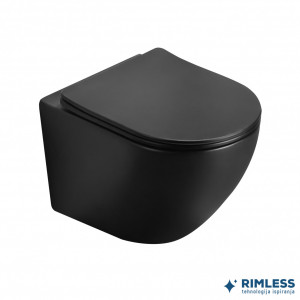 Konzolna wc šolja PERLA compact rimless mat crna sa duroplast soft close wc daskom - Img 1